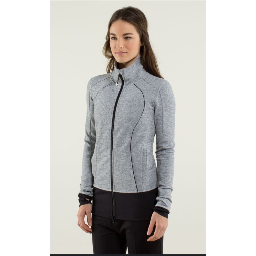 Lululemon Define Jacket Womens 4 Grey Herringbone Black Full Zip Activewear